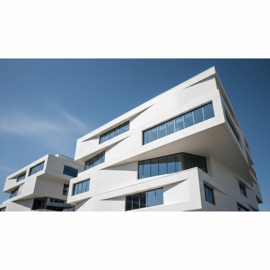 Architectural white concrete facade